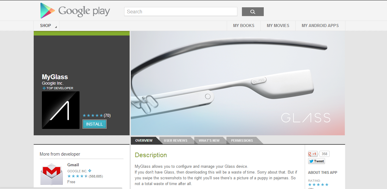 google play myglass app